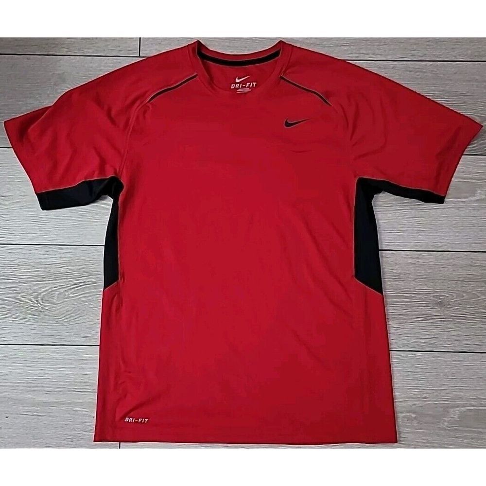 Nike Red and Black Dri-FIT Men's Short Sleeve Tee